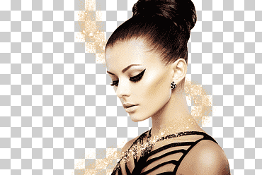 mujer vestida con top sin mangas negro, moda mujer cosméticos belleza delineador, maquillaje creativo, pelo negro, gente, cirugía plástica png