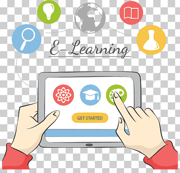 Persona que utiliza la ilustración de la computadora de la tableta, la escuela virtual de educación a distancia del estudiante e-learning, curso de red de aprendizaje de tablet pc, Red de computadoras, electrónica, texto png