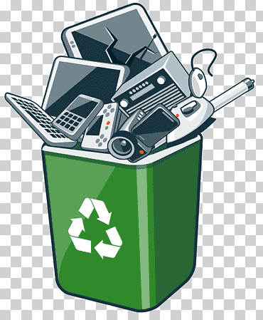dispositivo surtido en ilustración de contenedor verde, reciclaje de computadora residuos electrónicos electrónica residuos peligrosos, residuos, diverso, Servicio, computadora png