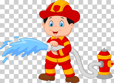 Ilustración de bombero, bombero de dibujos animados bombero, s de bomberos sosteniendo la manguera, comida, gente, niño png