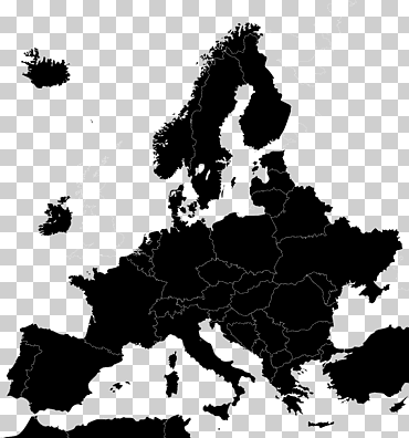 Mapa en blanco y negro dibujo, mapa de Europa, Europa, monocromo, fondo de pantalla de la computadora, negro png