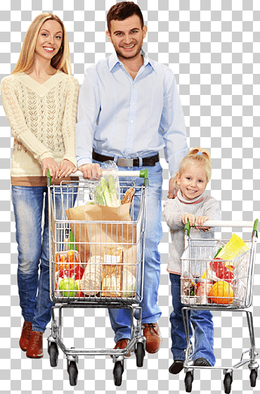 familia llevando sus víveres, carrito de compras supermercado cliente, gente de compras, comida, vehículo, compras png