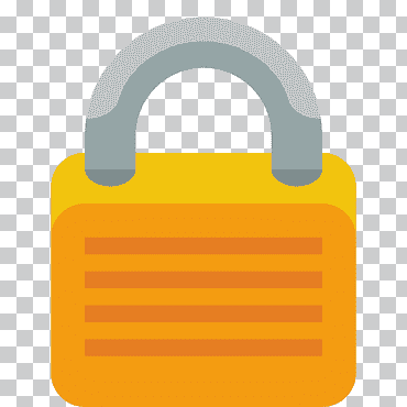 Icono de candado amarillo, accesorio de hardware material de bloqueo, naranja, material, símbolo png