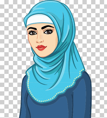 إمرأة ترتدي الحجاب الأزرق, وجه, رسوم متحركة, امرأة png