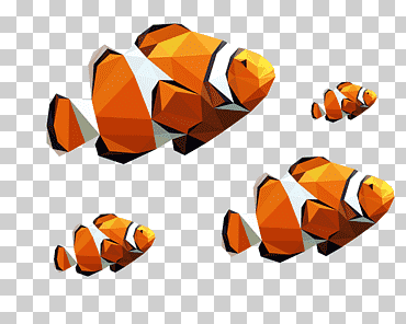 polígono de gráficos de computadora, pez payaso morphing morphing, naranja, peces de acuario, gradiente png
