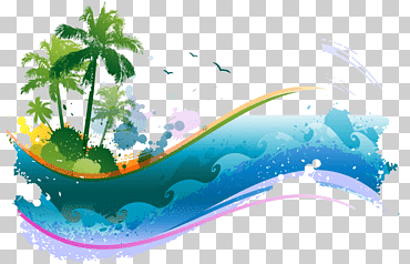 ilustración gráfica, playa, pintura de acuarela, playa, fondo de pantalla de la computadora png