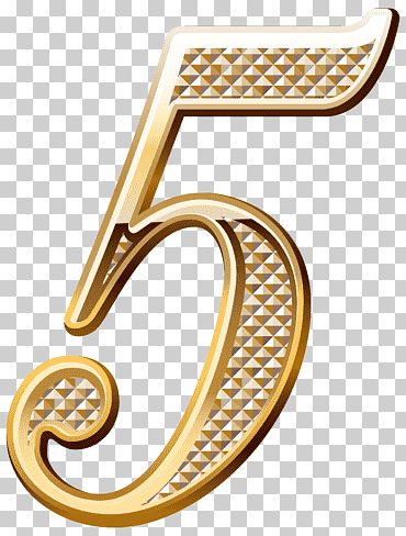 Ilustración de Gold 5, Papua New Guinea Number Chunk Icon, Gold Deco Number Five, formatos de archivo de imagen, texto, material png