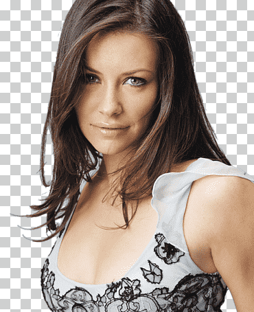 Top sin mangas con cuello redondo blanco y negro para mujer, evangeline lilly portrait, en el cine, Evangeline Lilly, mujer png