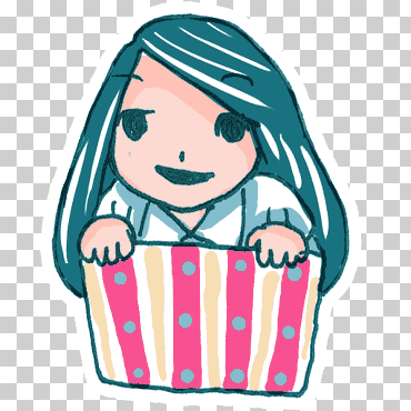 Ilustración de mujer en caja, patrón de comida rosa, niña en una caja, Inglés, comida, laboratorio png
