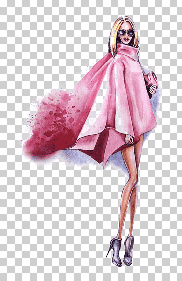 mujer vestida con chaqueta rosa, ilustración de moda, ilustración de dibujo, chicas de la calle, Chica de moda, gente, Moda png