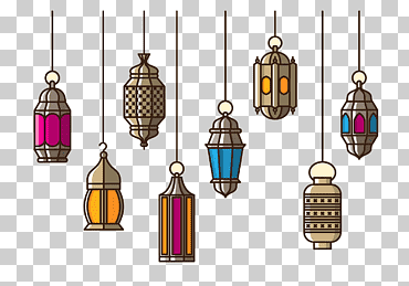 linterna de papel, araña islámica, ocho lámparas de colores surtidos ilustración, vaso, linterna, Eid al-Adha png