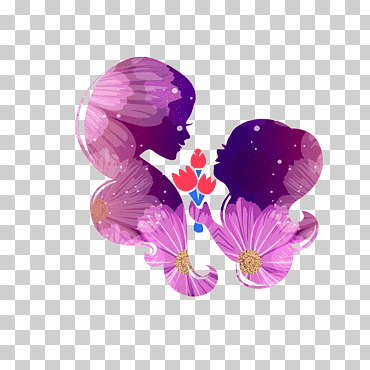 Flor morada y caras ilustración, dia de la madre., púrpura, vacaciones, Violeta png