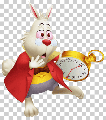 del conejito con anteojos que sostienen el reloj de bolsillo, las aventuras de Alicia en el conejo blanco del país de las maravillas, el sombrerero loco a través del espejo., comida, vertebrado, dibujos animados png