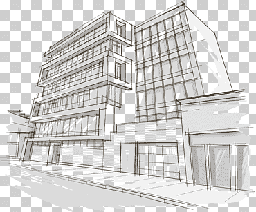 Ilustración de bosquejo de edificio blanco y azul, arquitectura de edificio de dibujo, edificio de ciudad pintado a mano, pintura de acuarela, ángulo, lápiz png