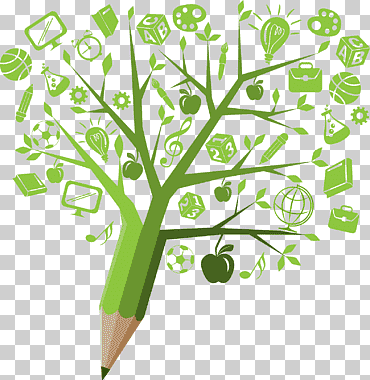 educación estudiantil aprendiendo folk high school sostenibilidad, creativo lápiz árbol de conocimiento de la ciencia y la tecnología, lápiz verde obra de arte, lápiz, hoja, texto png
