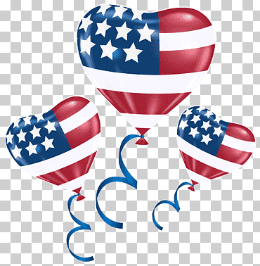Tres globos en forma de corazón de Estados Unidos globos ilustración, 0, globos de corazón de Estados Unidos, bandera, globo, día de la Independencia png
