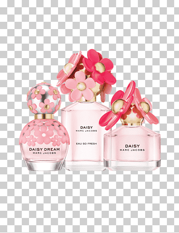 Tres botellas de spray de fragancia daisy marc jacobs, nota de perfume eau de toilette eau de cologne spray corporal, perfume marcjacobs, diverso, crema, productos cosméticos png