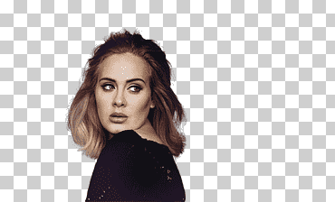 mujer vestida con top negro, adele mirando a la derecha, estrellas de la música, adele, mujer png