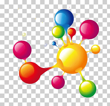 Moléculas multicolores, molécula color química enlace químico, bola, naranja, nutrición, esfera png