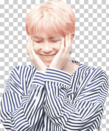 رجل مبتسم يلبس قميصًا أبيض وأسود مقلم بأكمام طويلة ، RM BTS Sticker Dope K-pop ، bts, متنوعة, أخرى, الرأس png