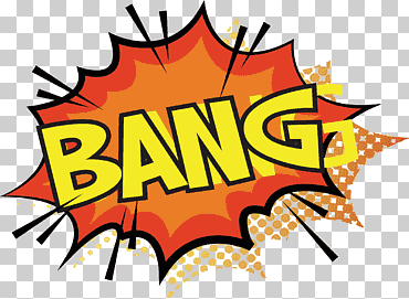 Ilustración de bang amarillo y naranja, bua yai colegio vocacional globo cómics cómics, naranja explosión pegatinas, texto, logo, explosión png