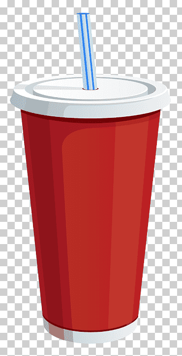 vaso de refresco, vaso de plástico rojo, vaso desechable con ilustración de paja, bebida, pajita, fuente de soda png