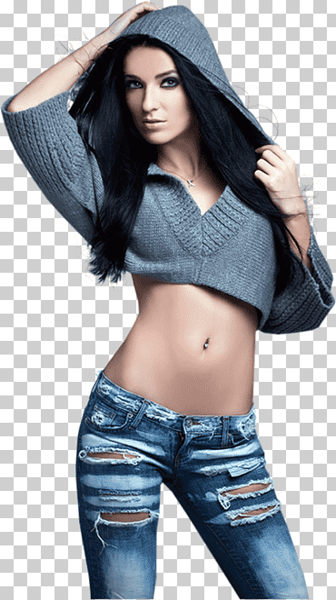 jeans mujer cabello castaño, lince, blanco, animales, pelo negro png