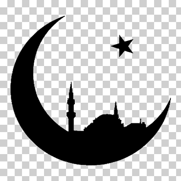 Islam, luna y estrella, negro., monocromo, mezquita, silueta png