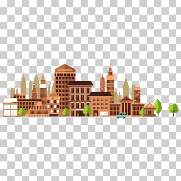 edificios marrones, edificio euclidiano, edificio, ciudad, trabajo en equipo, dibujos animados png