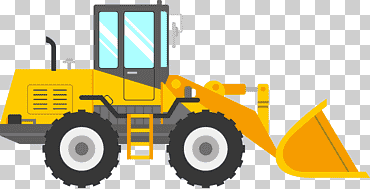 Ilustración de cargador amarillo, oruga inc. excavadora etiqueta de la pared etiqueta equipo pesado, excavadora, niño, edificio, camión png