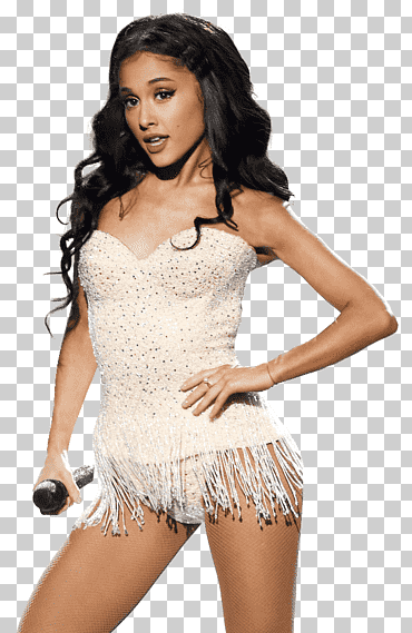 mujer en top sin tirantes beige, ariana grande cantando, estrellas de la música, Ariana Grande, mujer png