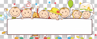 Ilustración infantil banner, niños de dibujos animados, ilustración infantil, personaje animado, comida, texto png