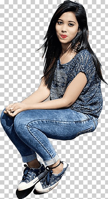 Mujer en camisa de cuello redondo y pantalones de mezclilla azul lavado, picsart studio editando escritorio, chicas, gente, Moda, chicas png