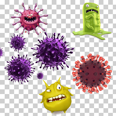 Ilustración de gérmenes, infección por bacterias de virus, virus de monstruos de dibujos animados creativos, personaje animado, púrpura, póster png
