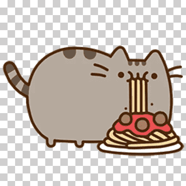 pusheen gato comiendo espaguetis, gato pusheen gatito pasta comiendo, gato, mamífero, comida, animales png