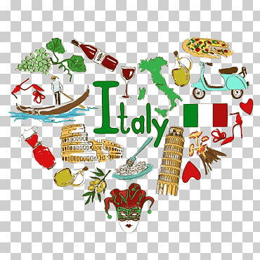 Italia, cultura de Italia ilustración, diseño de decoración., cultura, pintado, comida png