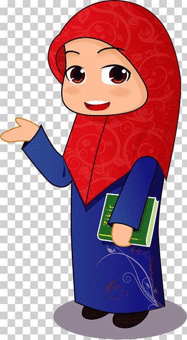 Ilustración de mujer vestida de azul y rojo, musulmán islam hijab, chicas islámicas pintadas, pintura de acuarela, niño, pintado png