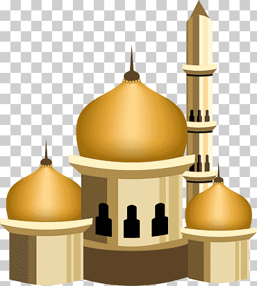 Mezquita marrón y beige, quran islam mosque musulmán eid al-fitr, castillo dorado pintado, pintura de acuarela, marco dorado, edificio png