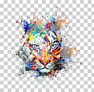 Arte abstracto pintura dibujo, creativo color tinta salpicadura tigre avatar, tigre arte abstracto, pintura de acuarela, salpicadura de color, mamífero png