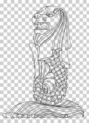 Singapur león cabeza estatua ilustración, merlion park dibujo s de Singapur bandera de Singapur, puntos de referencia, diverso, blanco, mano png