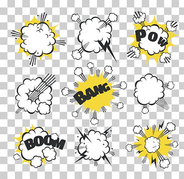 ilustraciones de bang and pow, comics cartoon illustration, cloud comics explosion, blanco, texto, libro de historietas png