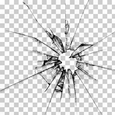 Cristal roto con agujero, dibujo, grieta de pared, diverso, monocromo, simetría png