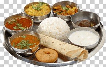 plato de comida thali, cocina india del sur cocina vegetariana sambar, menú, comida, receta, desayuno png