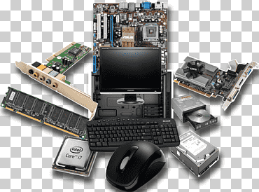 Ilustración de conjunto de computadora negra, hardware de computadora, computadora portátil, software dell, mantenimiento, Red de computadoras, electrónica, computadora png