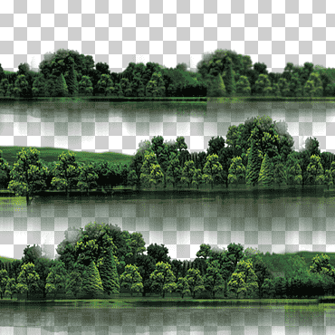 Ilustración de árboles verdes, montañas y árboles., cuadro, paisaje, río png