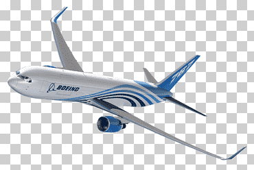 Ilustración de avión boeing gris y azul, boeing 767 avión boeing 737 boeing 757, boeing, carga, vuelo, transporte png