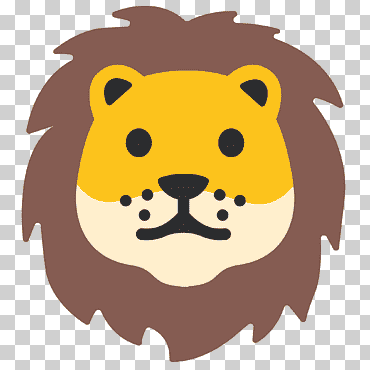 León emoji Android turrón androide malvavisco, cabeza de león, mamífero, gato como mamífero, animales png