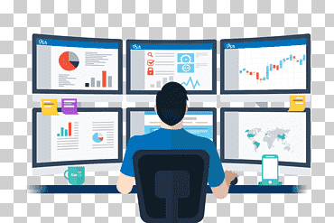 hombre sentado frente a monitores de computadora, centro de operaciones de red, monitoreo de red, gestión de información, centro de operaciones de seguridad, negocios, analista, Red de computadoras, Servicio, gente png
