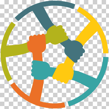 Logotipo de las manos verde, azul y naranja, servicio de logotipo de empresa del grupo de autoayuda, trabajo en equipo, empresa, gente, negocio png