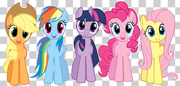 Ilustración de cinco personajes de mi pequeño pony, pastelito rosado arco iris pincelada rareza chispa crepuscular Applejack, mi pequeño pony s, mamífero, amistad, vertebrado png
